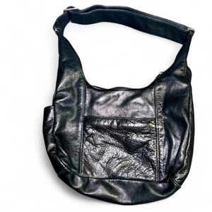 CORONADO LEATHER Black Leather Concealed Carry Hobo Purse